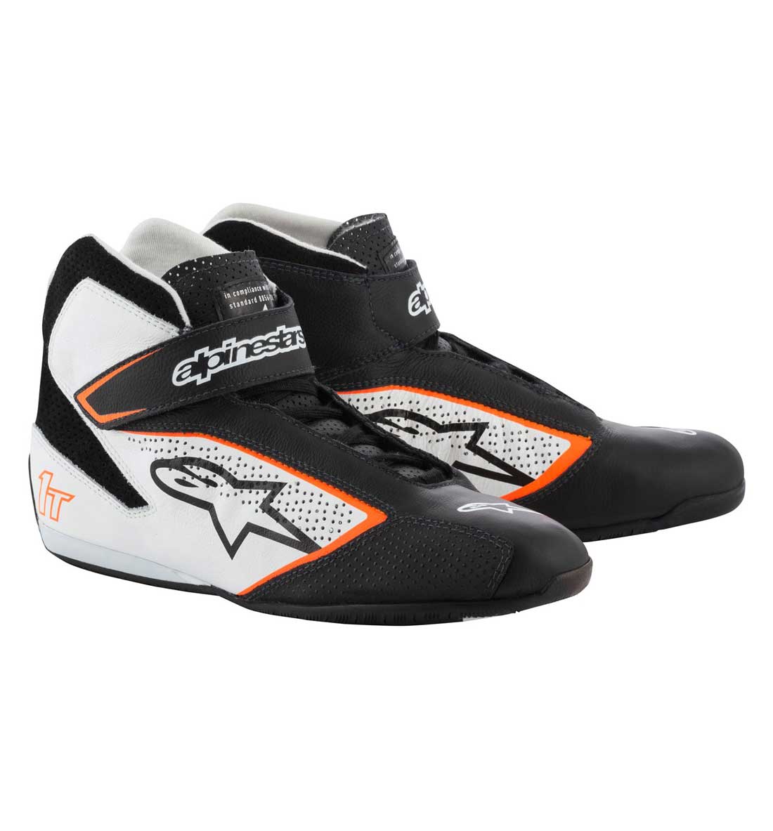 Alpinestars Tech-1 T Boots - Black/White/Orange Fluo