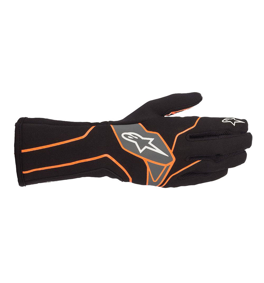 Alpinestars Tech-1 K V2 Gloves - Black/Orange Fluo