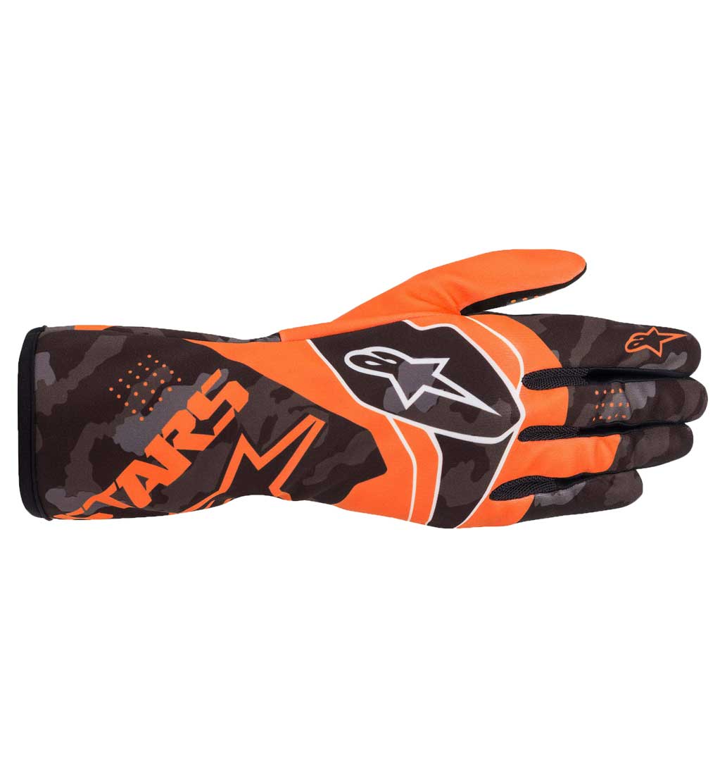 Alpinestars Tech-1 K Race V2 Camo Gloves - Orange Fluo/Black