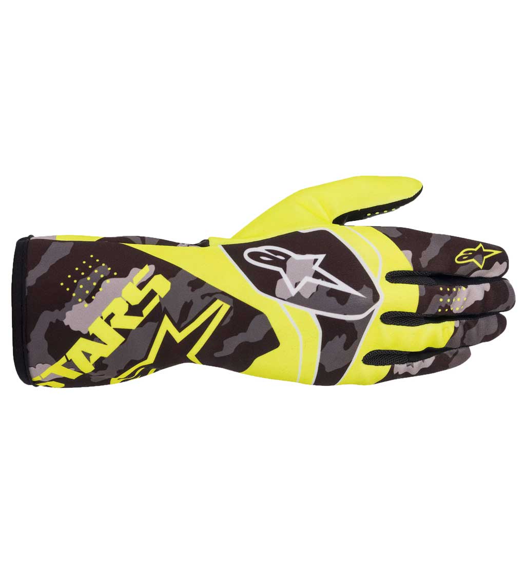 Alpinestars Tech-1 K Race V2 Camo Gloves - Yellow Fluo/Black