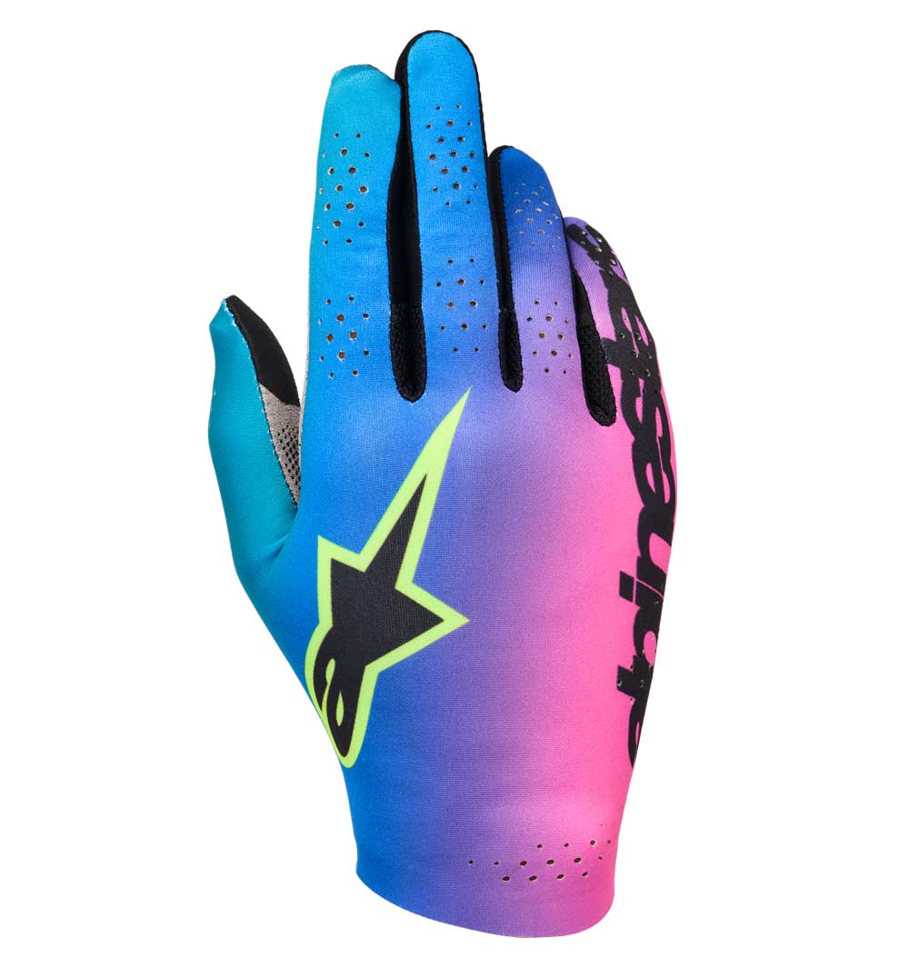 Alpinestars Sim Gloves Graphic 2 - Pink Fluo/Cyan/Black/Safety Yellow