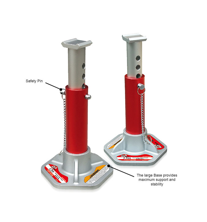 Big Red 3 Tonne Aluminium Steel Stable Floor Jack Stands