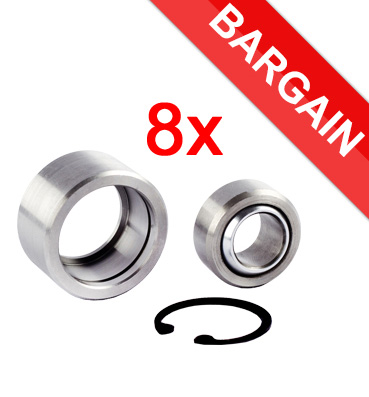 Pack of 8x 3/4" Spherical Bearings, Housings and Circlips