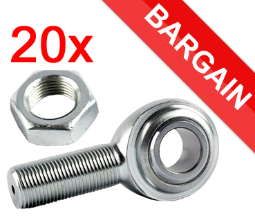 Bargain Pack of 20pcs 1/2" x 1/2" Rod Ends & Nuts