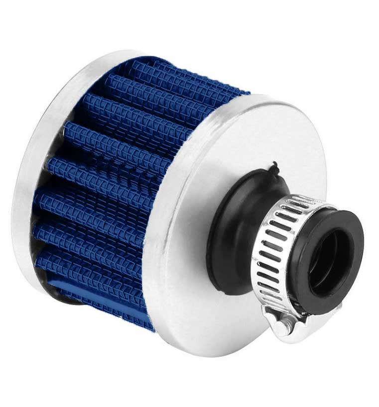 Chrome Breather Filter 10mm 15mm Fitment Blue McGill Motorsport