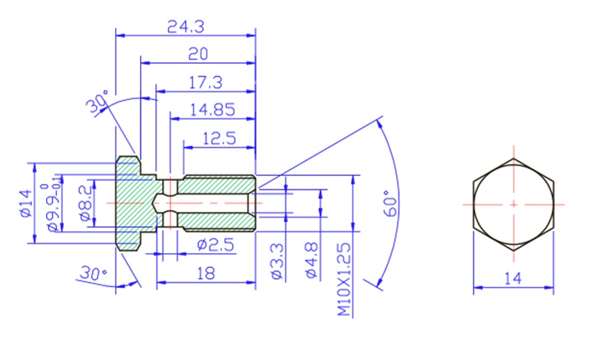 M10x1.25mm Banjo Bolt - Zinc Plated