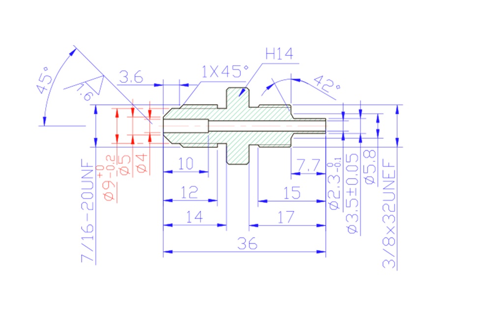 7/16" UNF Male Convex Fitting for AN-3 (3mm) - Stainless Steel