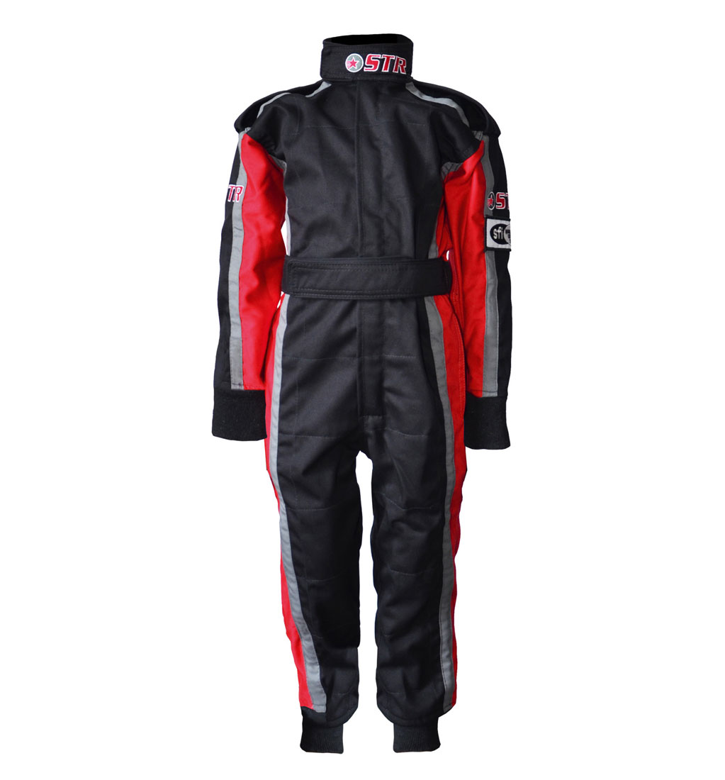 STR Junior 'Evo Start' Race Suit - Black/Grey/Red