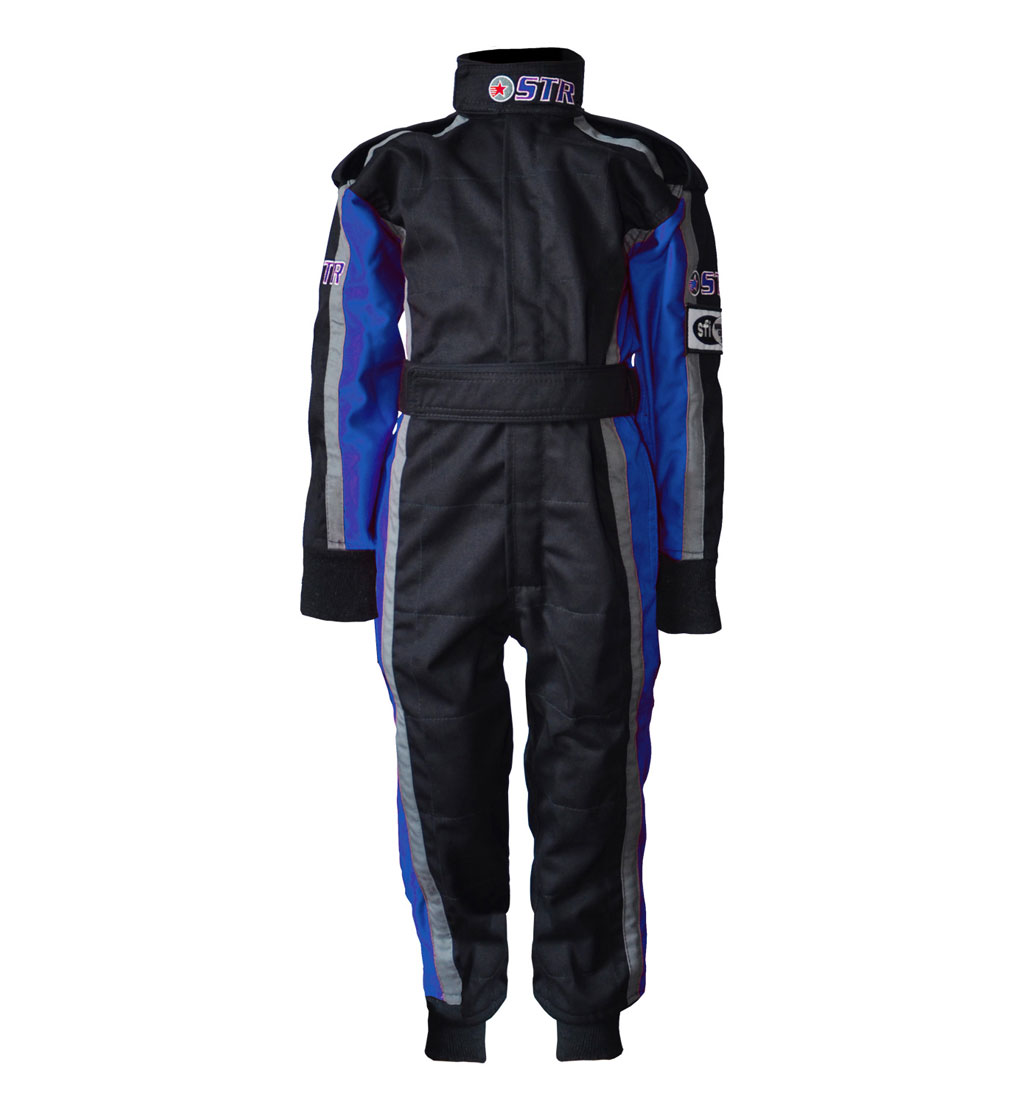 STR Junior 'Evo Start' Race Suit - Black/Grey/Blue