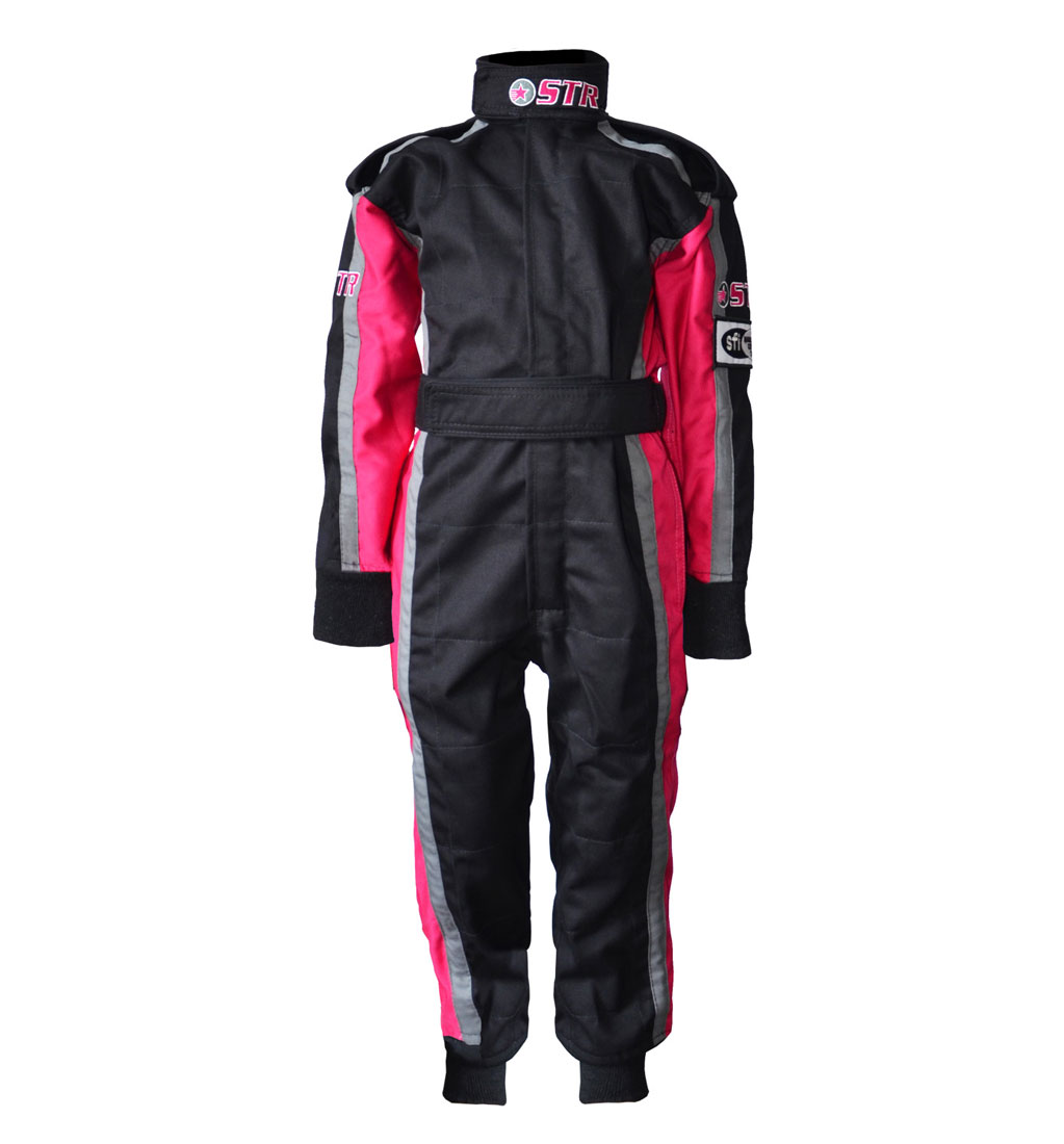 STR Junior 'Evo Start' Race Suit - Black/Grey/Pink