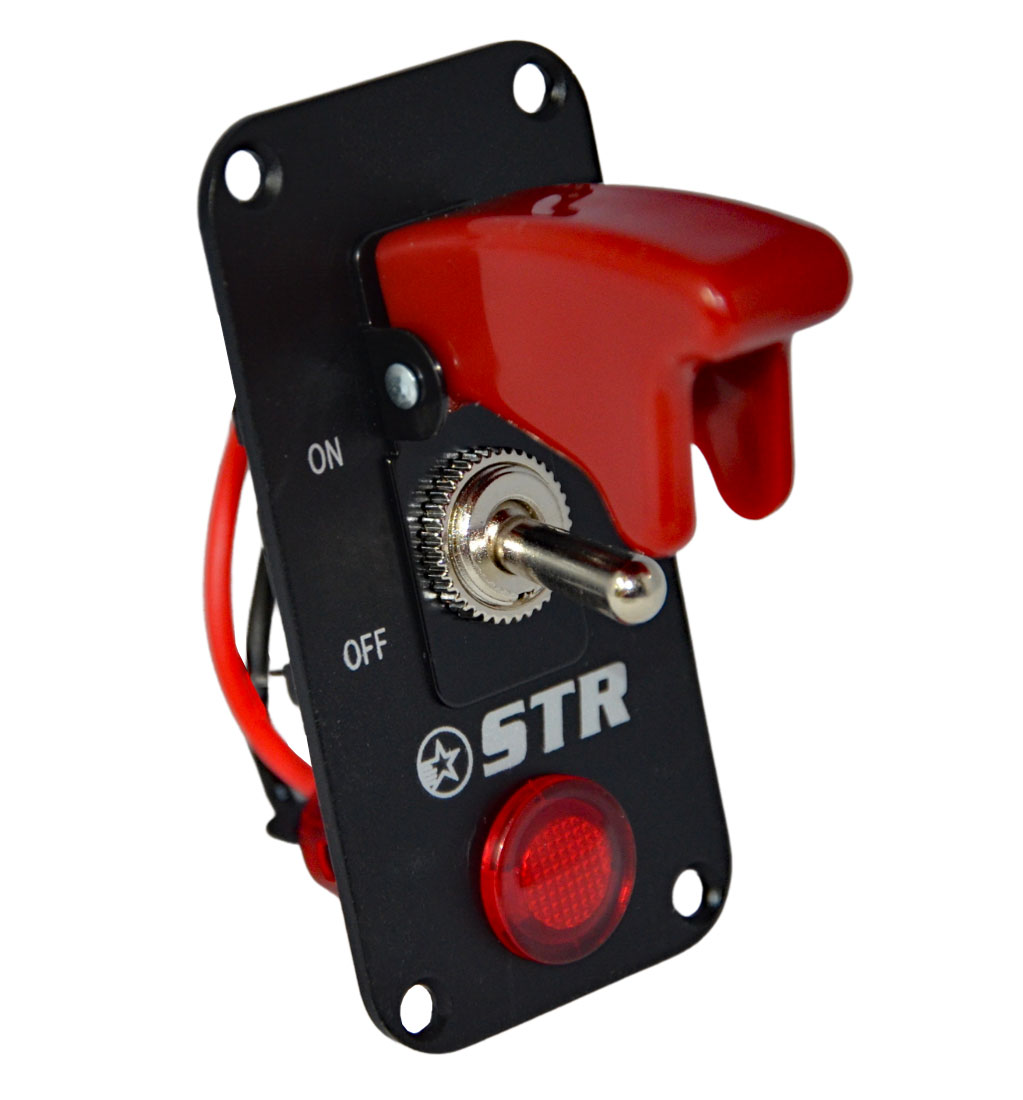 Aircraft Style Flip Switch Panel with Red LED - Single