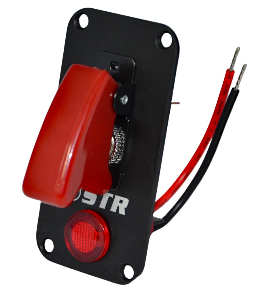 Aircraft Style Flip Switch Panel with Red LED - Single