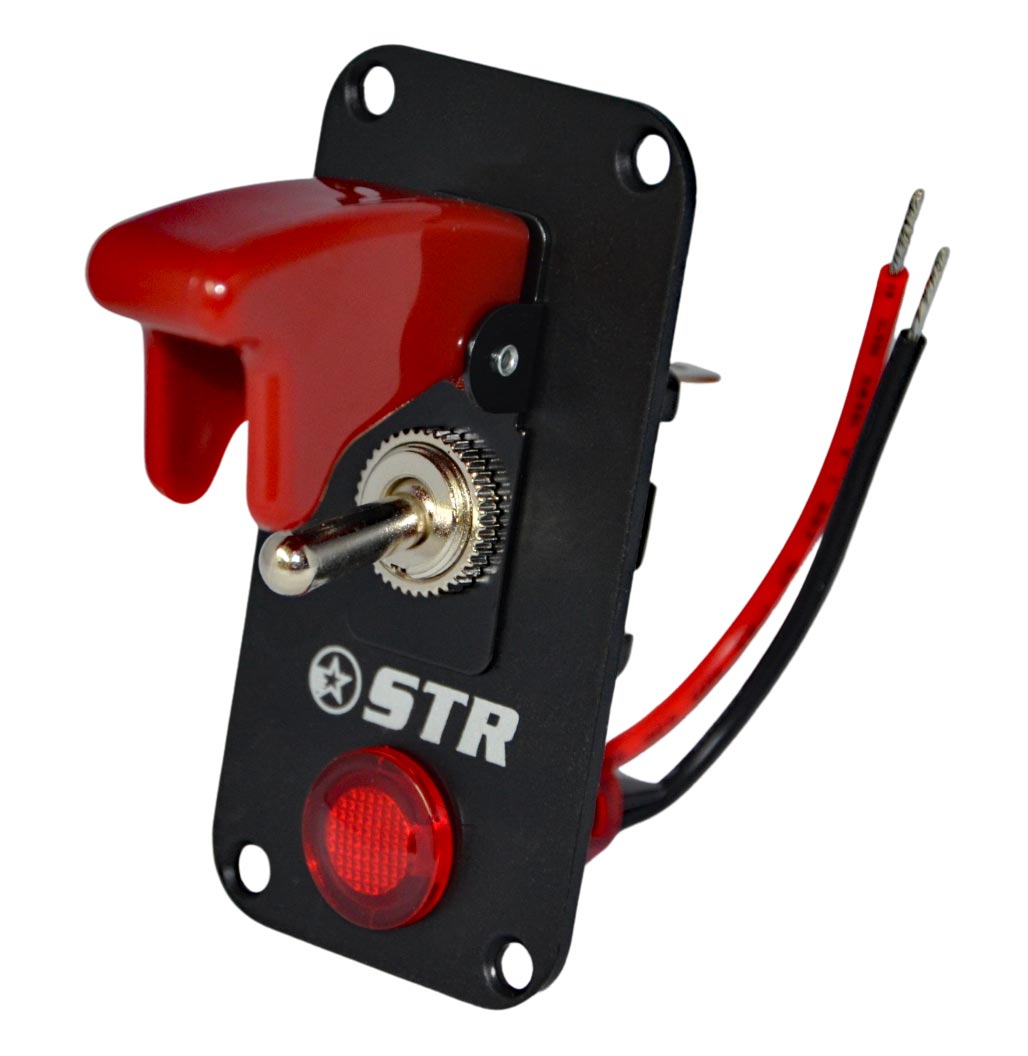 Aircraft Style Flip Switch Panel with Red LED - Single