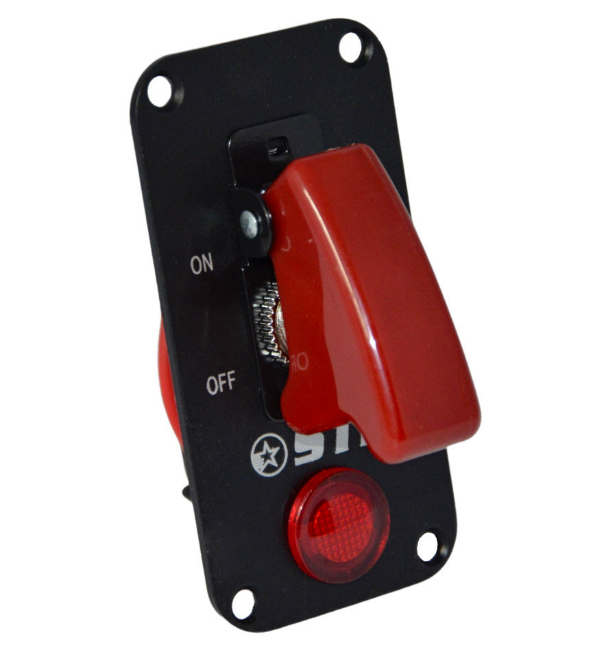 Aircraft Style Flip Switch Panel with Red LED - Single