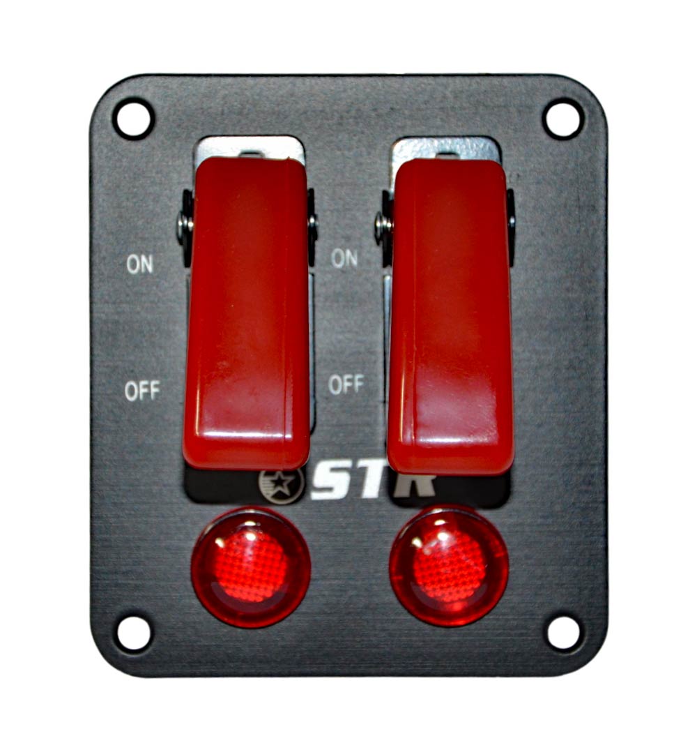 Aircraft Style Flip Switch Panel with Red LED - Double