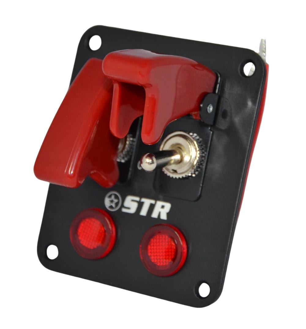 Aircraft Style Flip Switch Panel with Red LED - Double