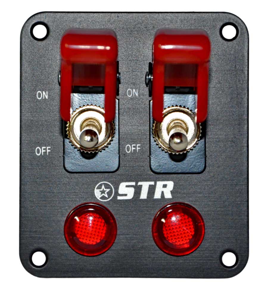 Aircraft Style Flip Switch Panel with Red LED - Double