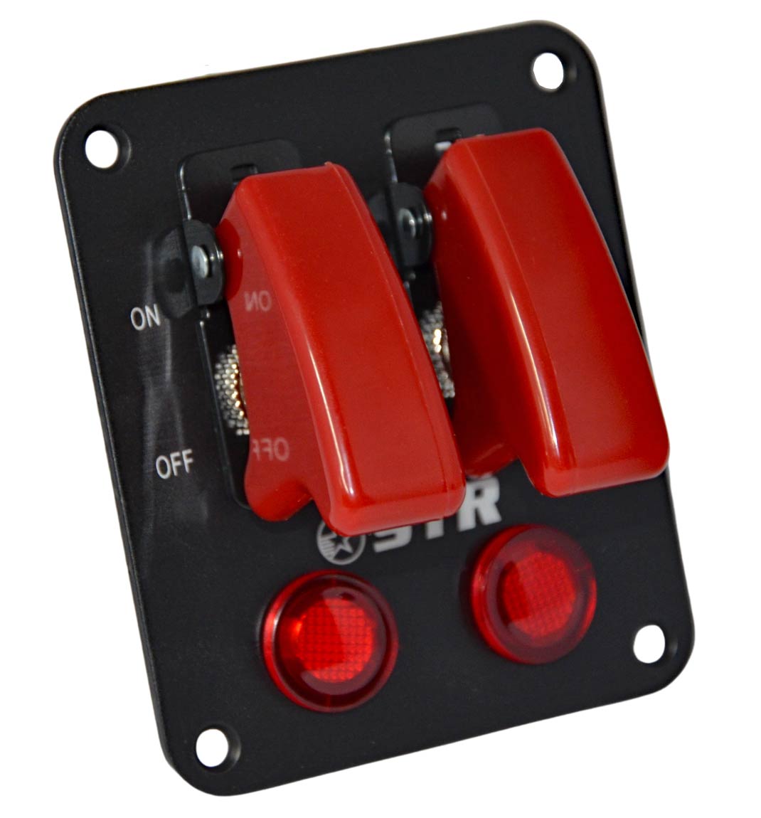 Aircraft Style Flip Switch Panel with Red LED - Double