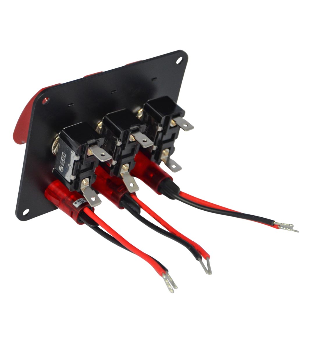 Aircraft Style Flip Switch Panel with Red LED - Triple