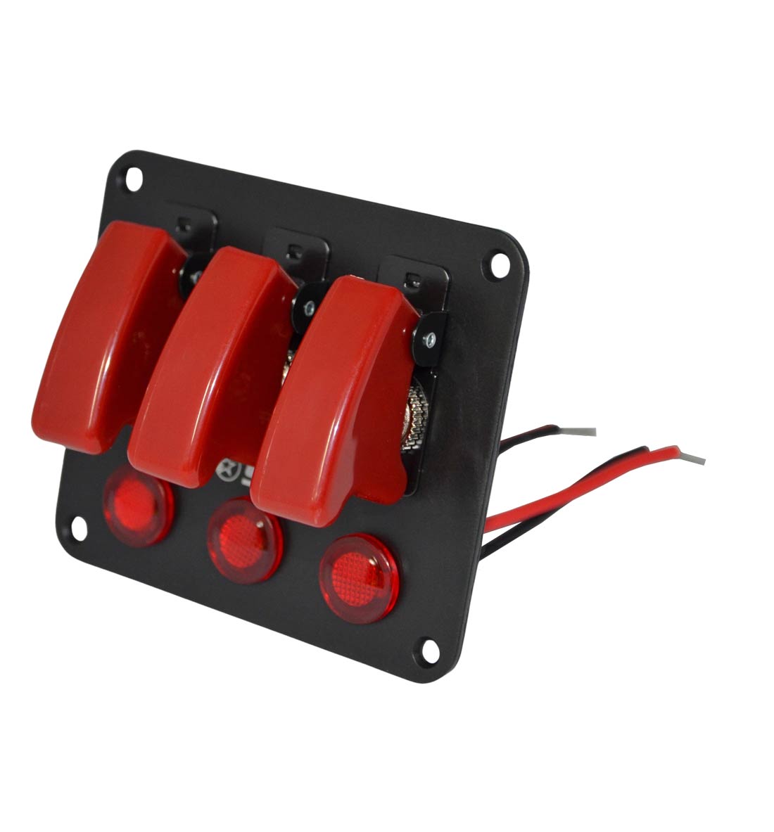 Aircraft Style Flip Switch Panel with Red LED - Triple