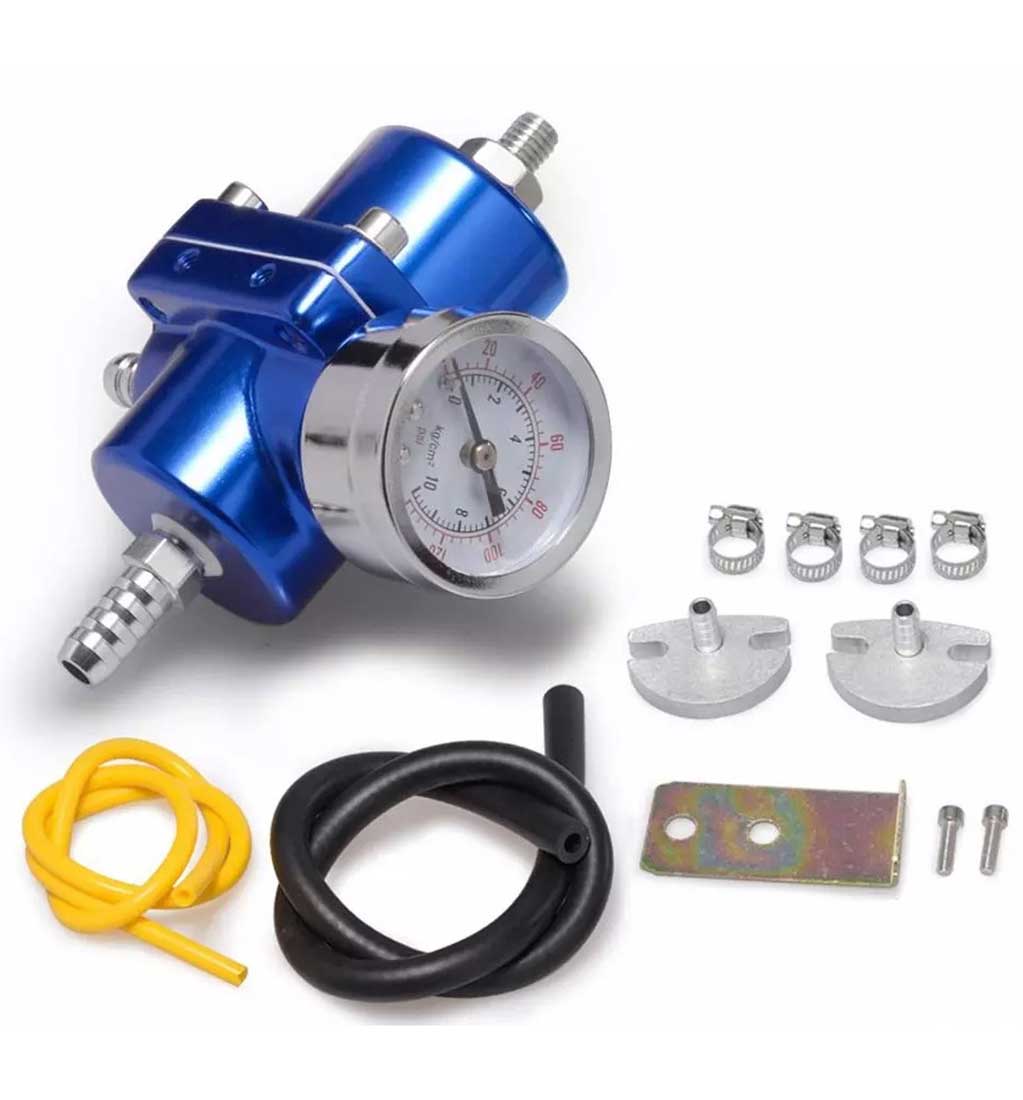 Fuel Pressure Regulator with Gas Hose Kit - 0-140 PSI