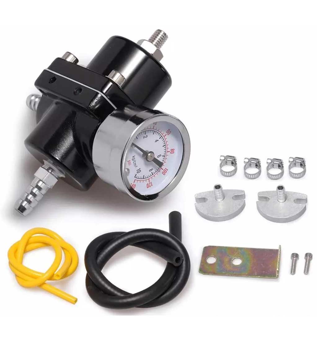 Fuel Pressure Regulator with Gas Hose Kit - 0-140 PSI