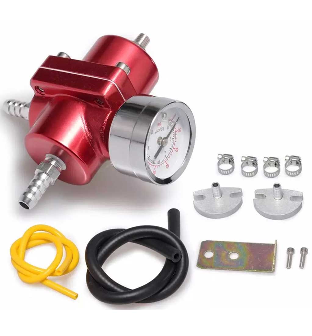 Fuel Pressure Regulator with Gas Hose Kit - 0-140 PSI