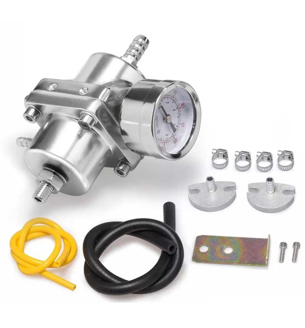 Fuel Pressure Regulator with Gas Hose Kit - 0-140 PSI