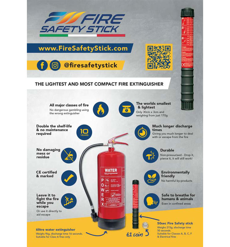 50s Fire Safety Stick Hand Held Fire Extinguisher