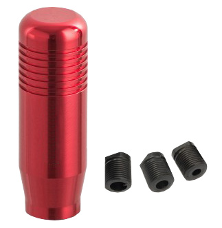 Tasan Racing Universal Round Ball Type Gear Shift Knob with 3 Adapters Gear Shifter Level Carbon Fiber Style Red 