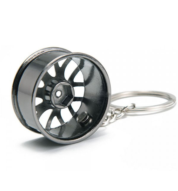 Alloy Wheel Keyring - Black