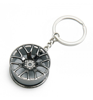 Alloy Wheel Keyring - Black