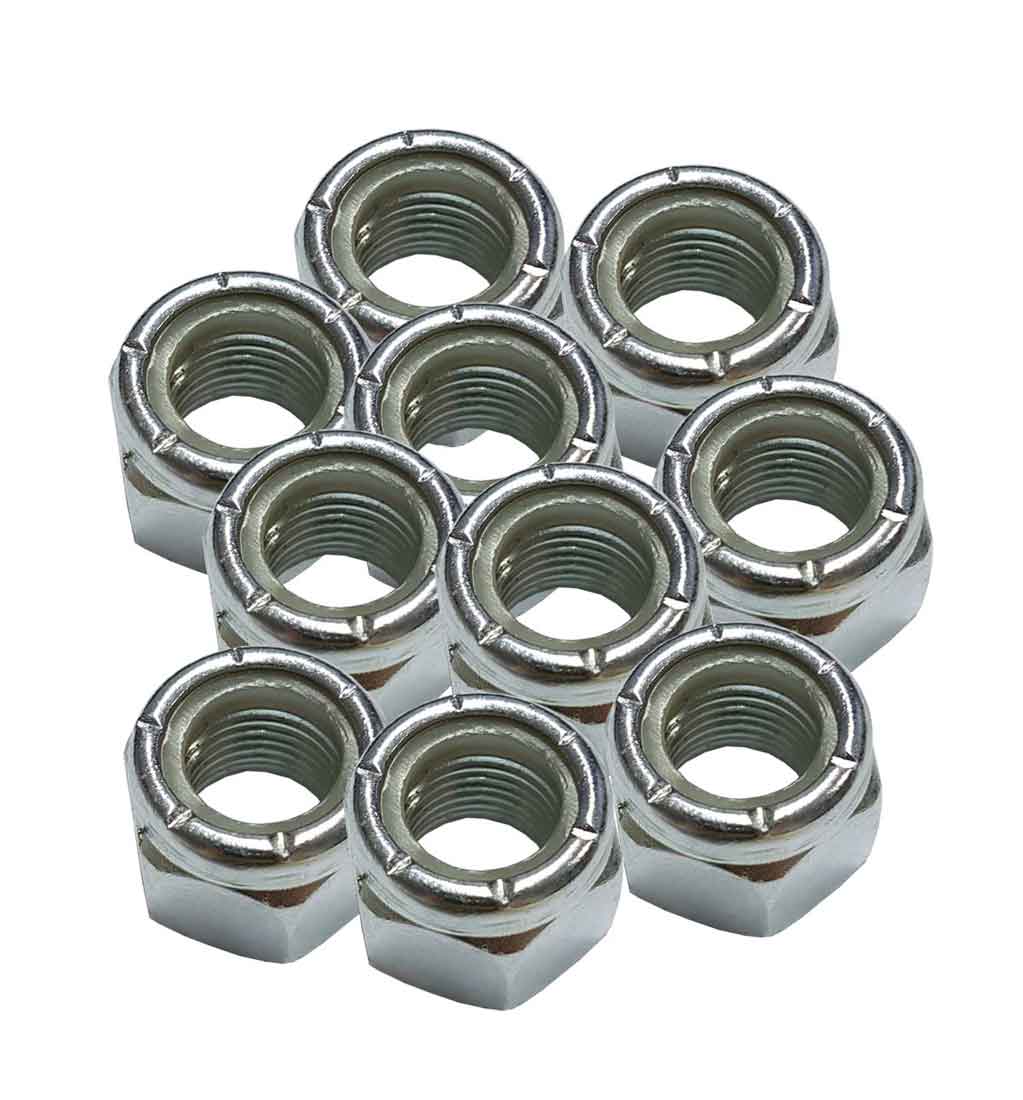 7/16&quot; UNF Right Hand Threaded Nyloc Nuts - Pack of 10