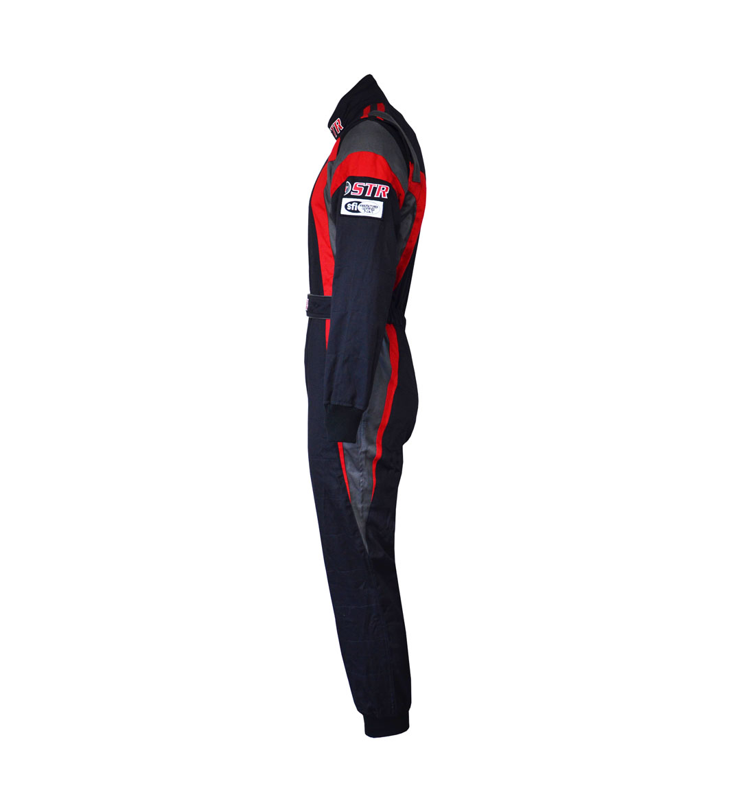 STR Youth 'Podium' Race Suit - Black/Red/Grey