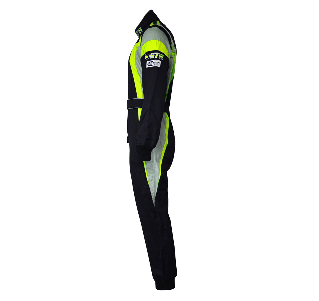 STR Youth 'Podium' Race Suit - Black/Yellow Fluo/Silver