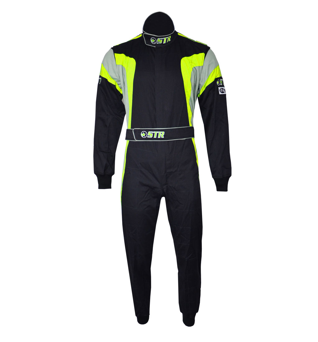 STR Youth 'Podium' Race Suit - Black/Yellow Fluo/Silver