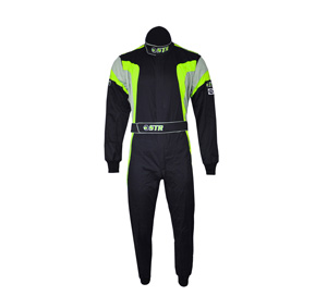 STR Youth 'Podium' Race Suit - Black/Yellow Fluo/Silver