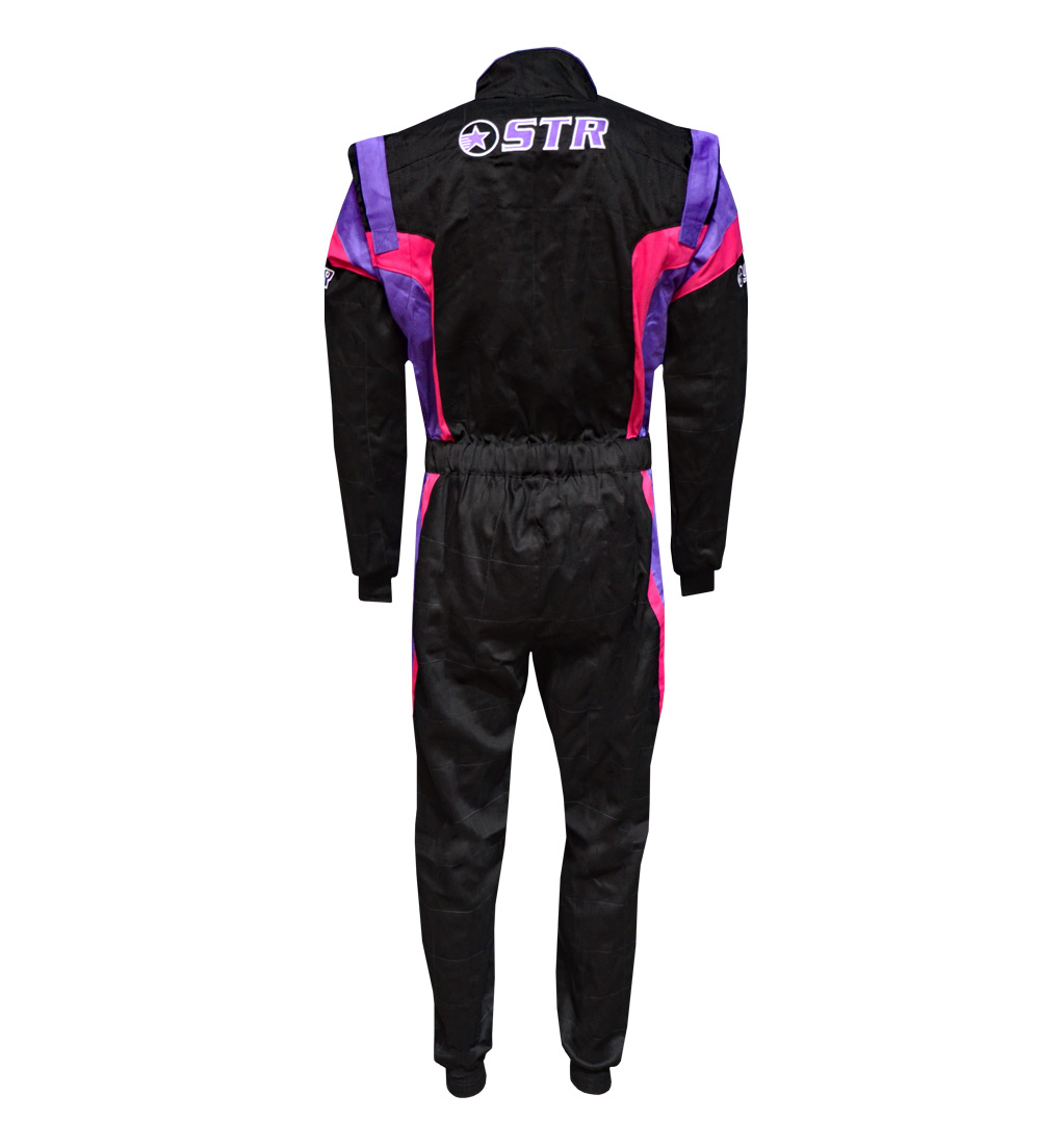 STR Youth 'Podium' Race Suit - Black/Pink/Purple