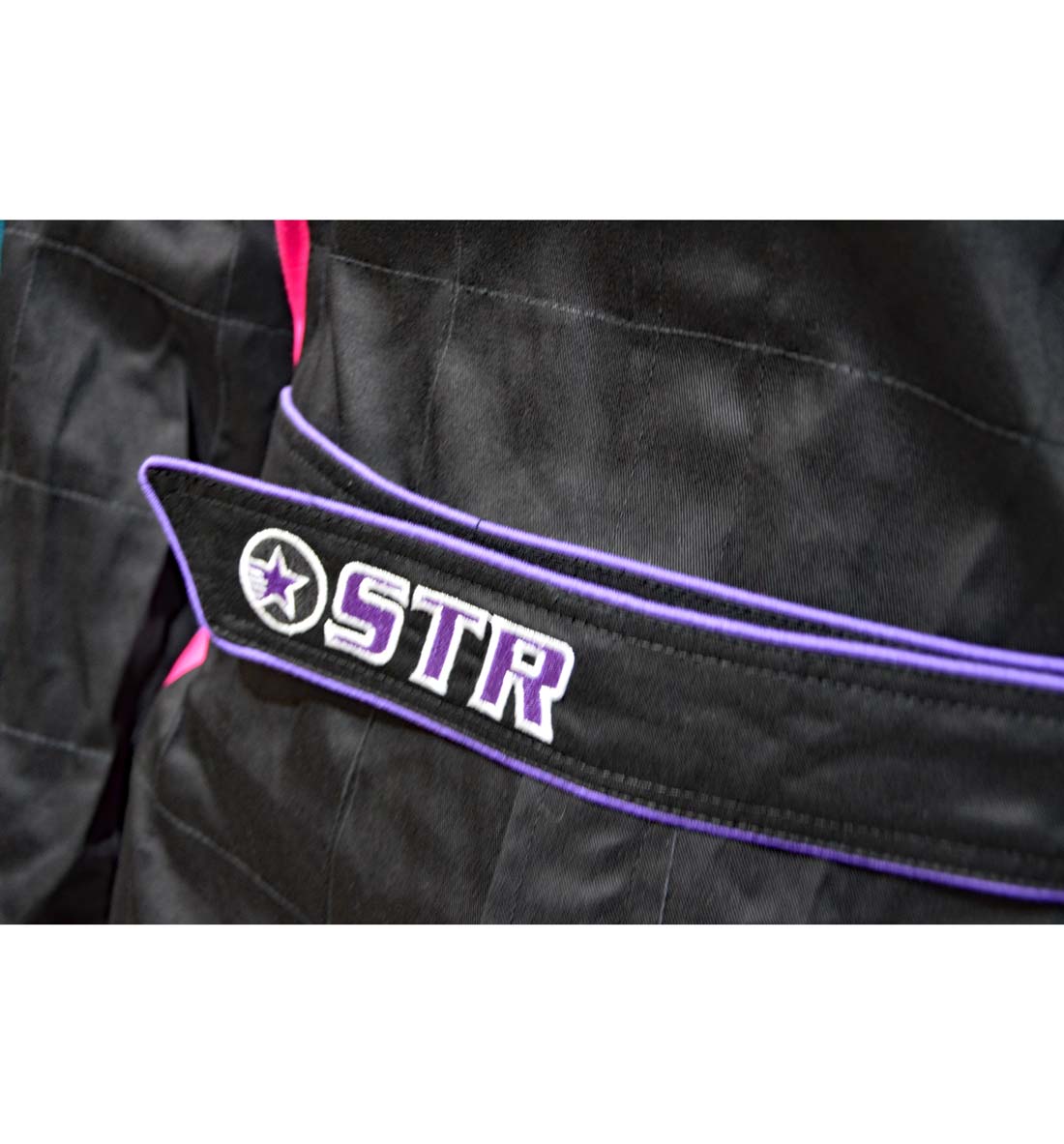 STR Youth 'Podium' Race Suit - Black/Pink/Purple