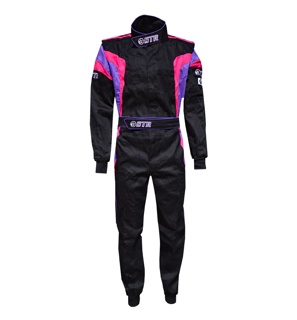 STR Youth 'Podium' Race Suit - Black/Pink/Purple