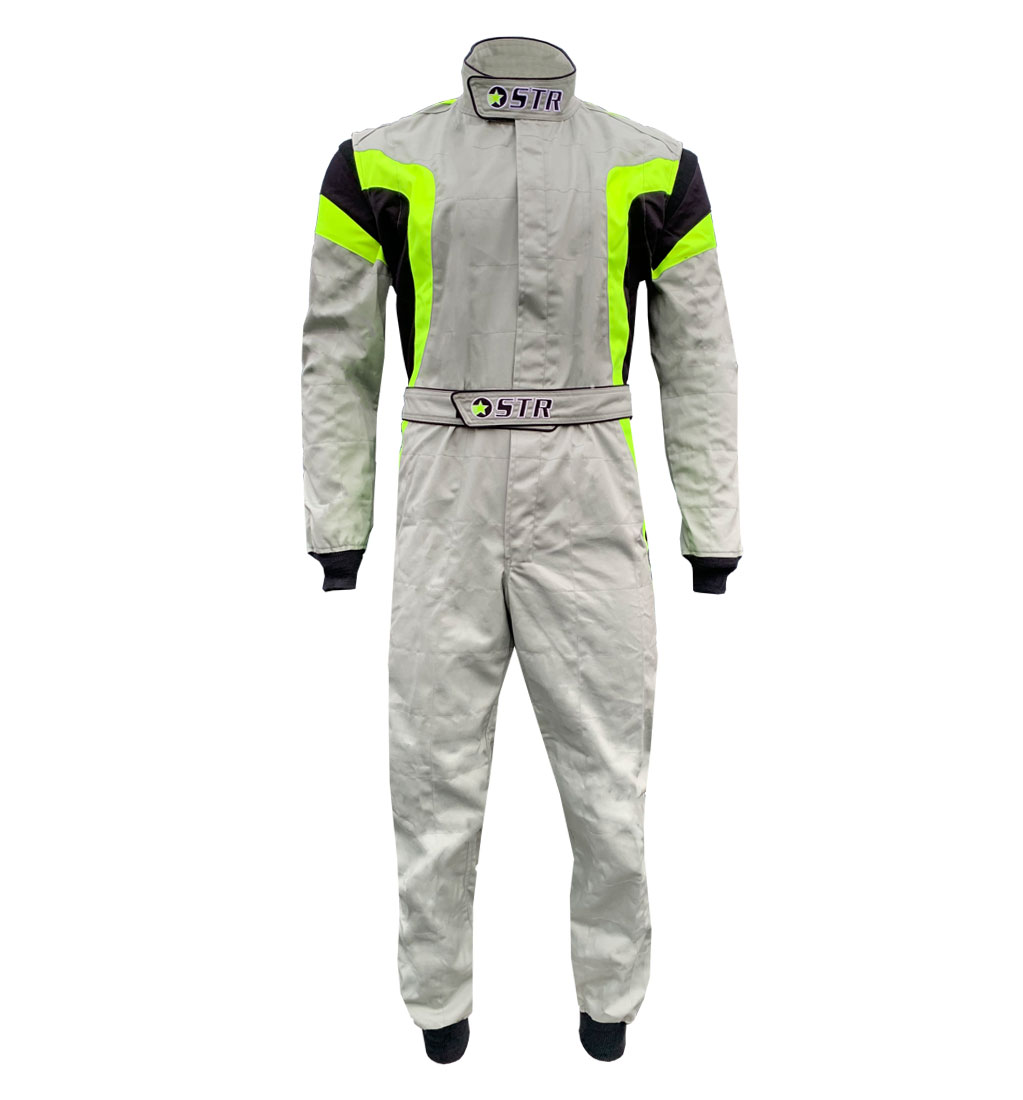 STR Youth 'Podium' Race Suit - Silver/Yellow Fluo/Black