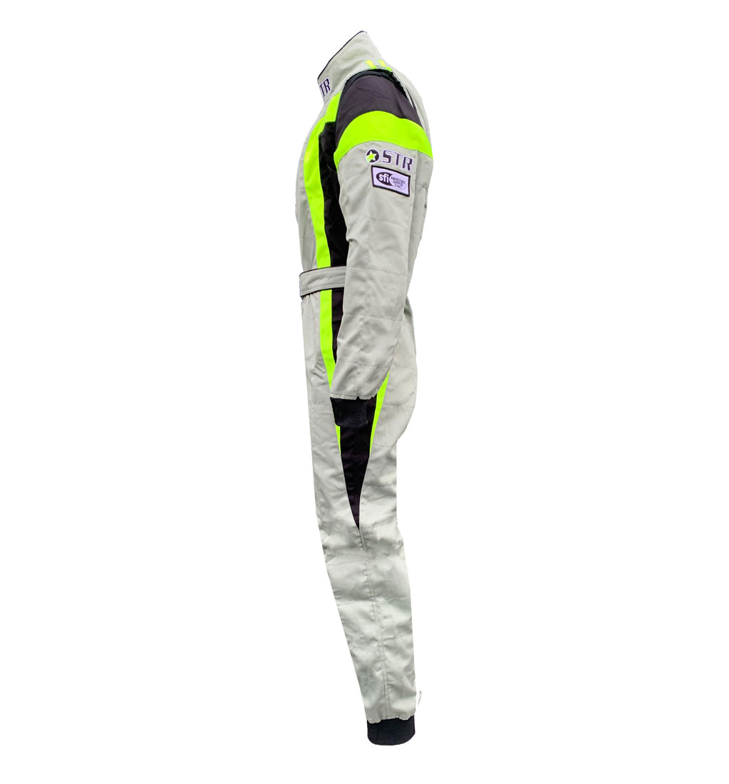 STR Youth 'Podium' Race Suit - Silver/Yellow Fluo/Black