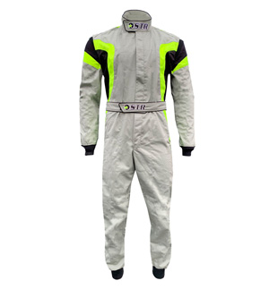 STR Youth 'Podium' Race Suit - Silver/Yellow Fluo/Black