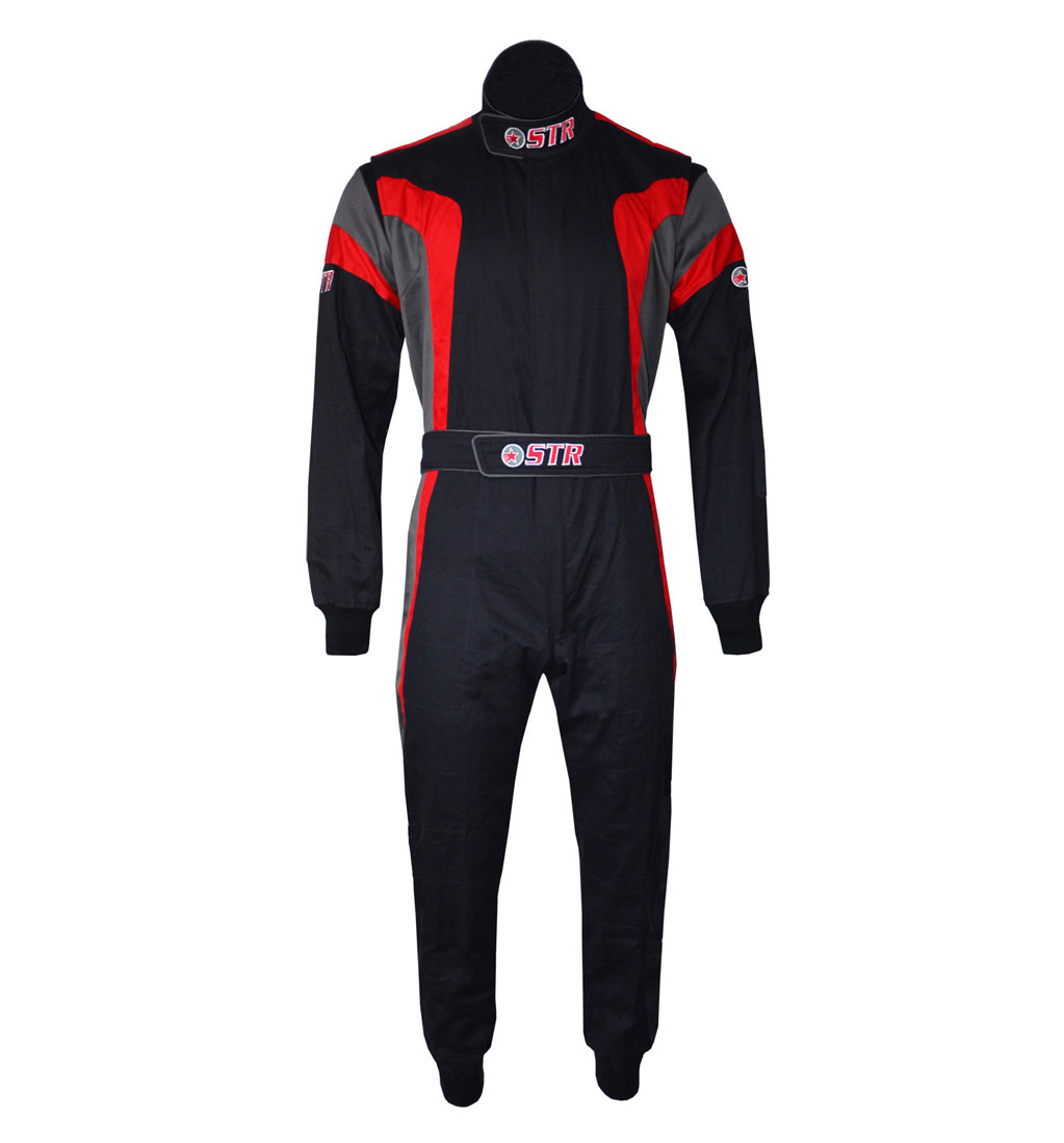 STR Youth 'Podium' Race Suit - Black/Red/Grey
