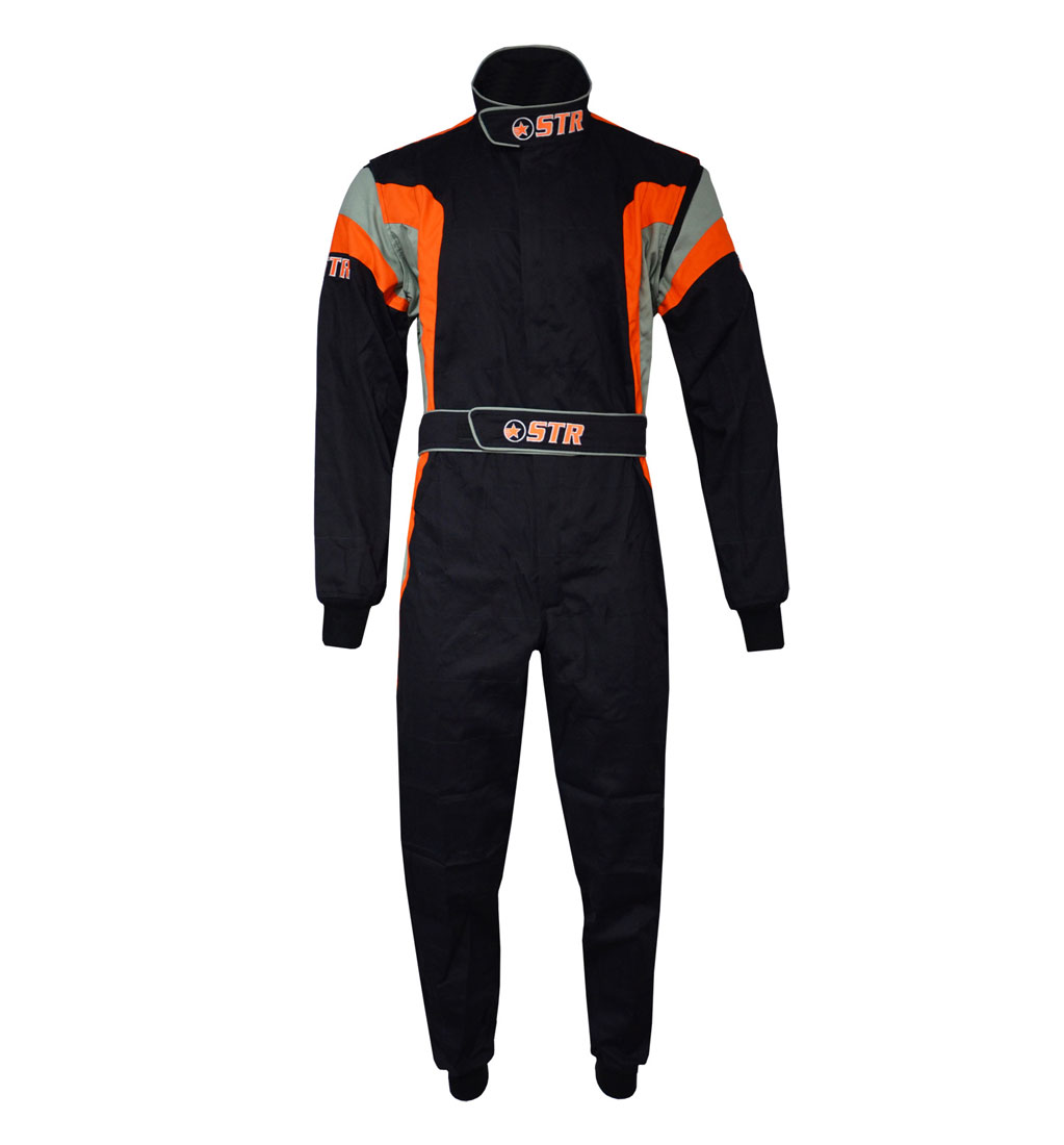 STR Youth 'Podium' Race Suit - Black/Orange/Silver