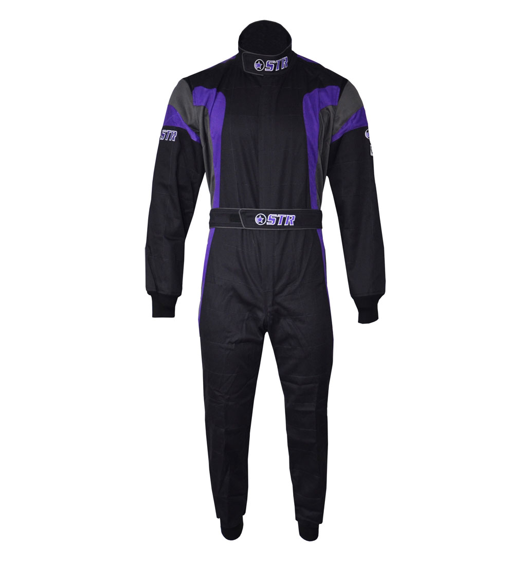 STR Youth 'Podium' Race Suit - Black/Purple/Grey