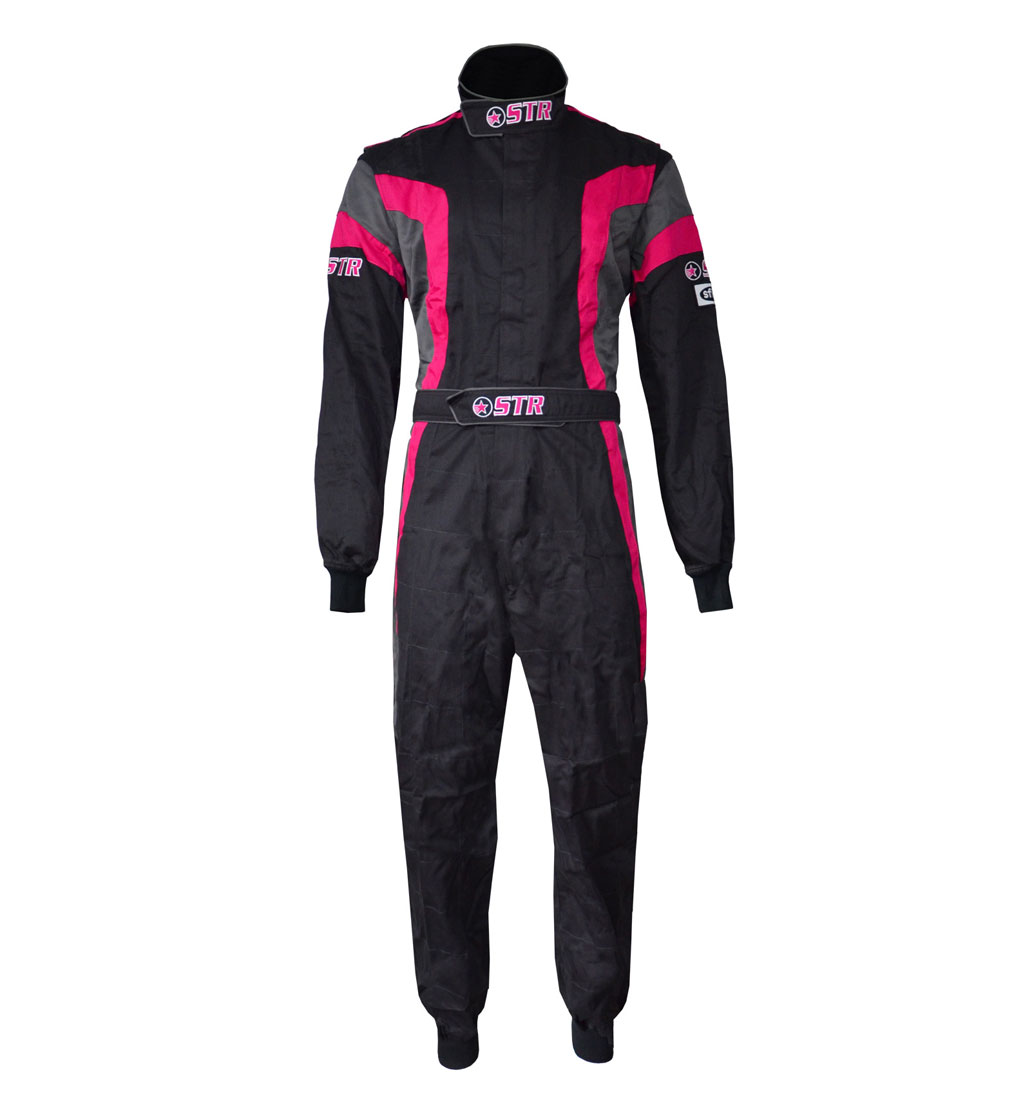 STR Youth 'Podium' Race Suit - Black/Pink/Grey