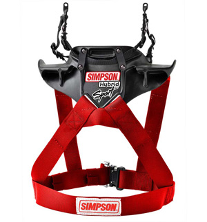 Simpson Hybrid Sport QR Head &amp; Neck Restraint - Red