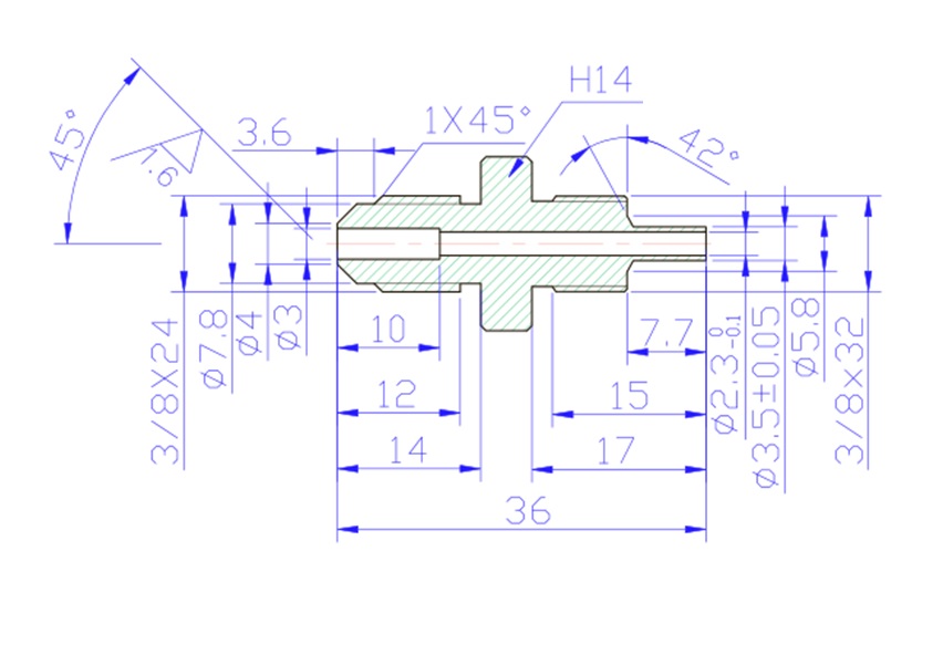 3/8" UNF Male Convex Fittings for AN-3 (3mm)- Stainless Steel