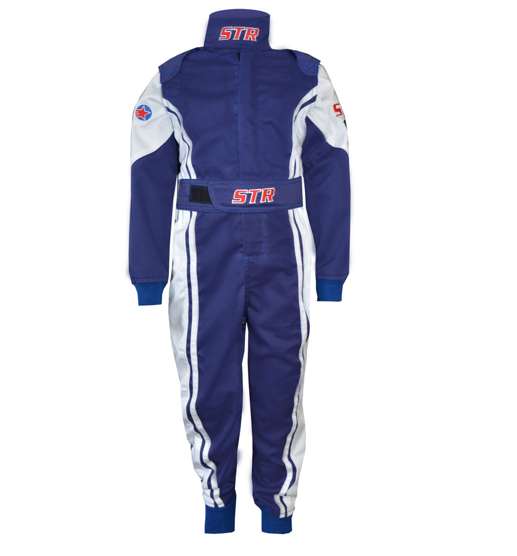 STR Youth SFI 3.2A/1 Approved Single Layer Race Suit Blue/White Size 2XS